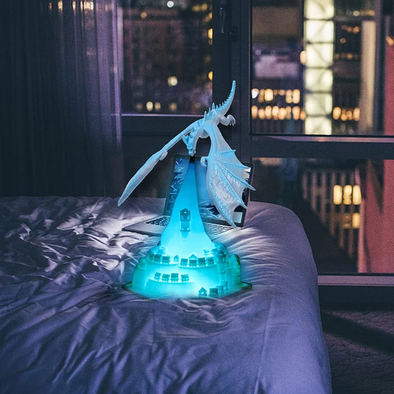 3D Печатни Вулкан Дракон Лампа нощна светлина LED Дракон Лампи лека нощ на Лунна Светлина Огнедишащ Дракон За Дома Детска Спалня 4