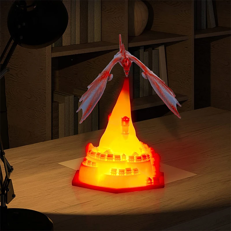 3D Печатни Вулкан Дракон Лампа нощна светлина LED Дракон Лампи лека нощ на Лунна Светлина Огнедишащ Дракон За Дома Детска Спалня 5