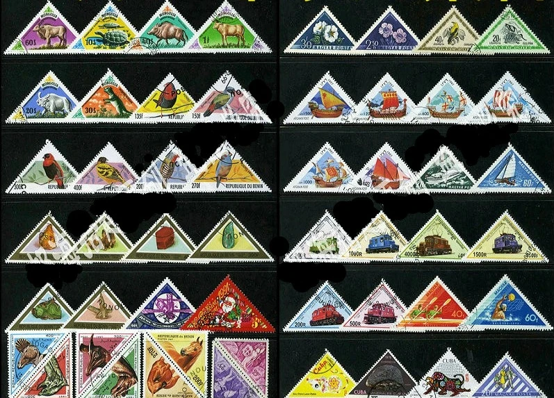 50 бр./опаковане. под формата на трехугольника, всички се различава от много страни, НЕ се повтаря, Неизползван с пощенски штемпелем, пощенски марки за колекционери 0