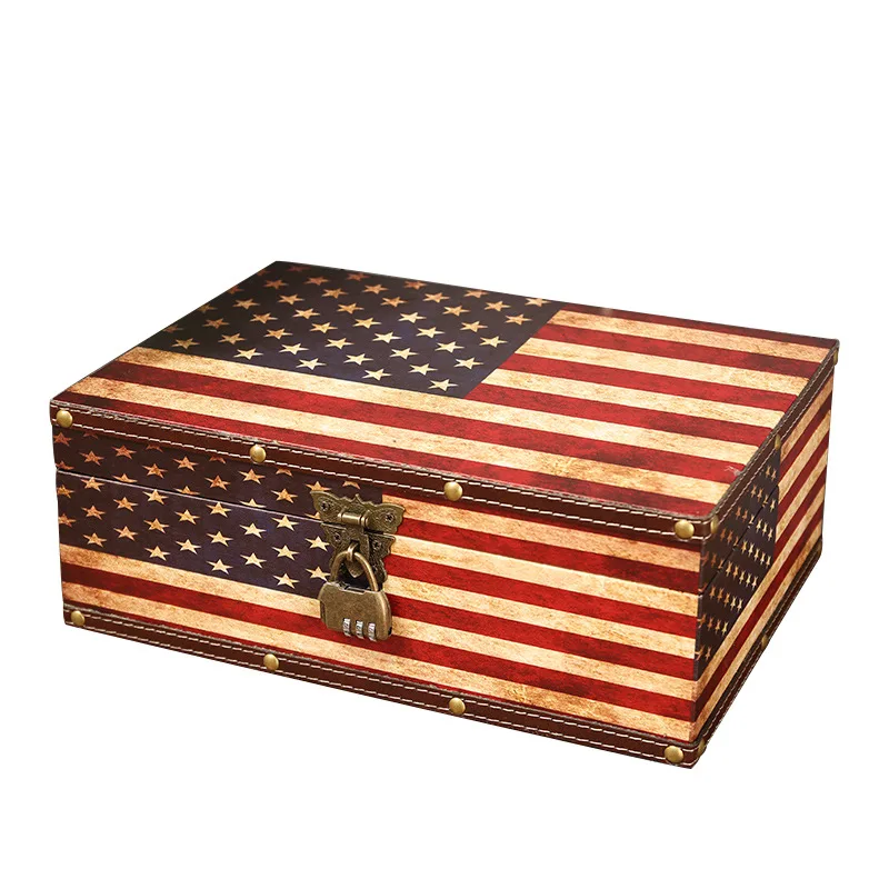 Американският стил на Дома кутия за съхранение с ключалка Ретро Кожена притежателя кутии тенис на кафе магазин краси 1
