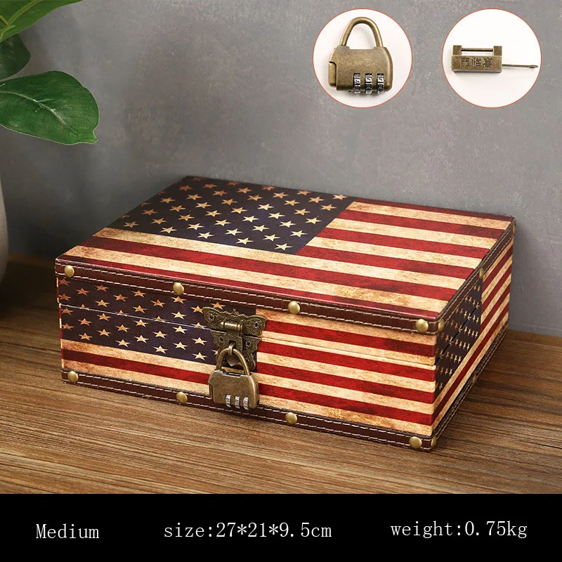 Американският стил на Дома кутия за съхранение с ключалка Ретро Кожена притежателя кутии тенис на кафе магазин краси 5