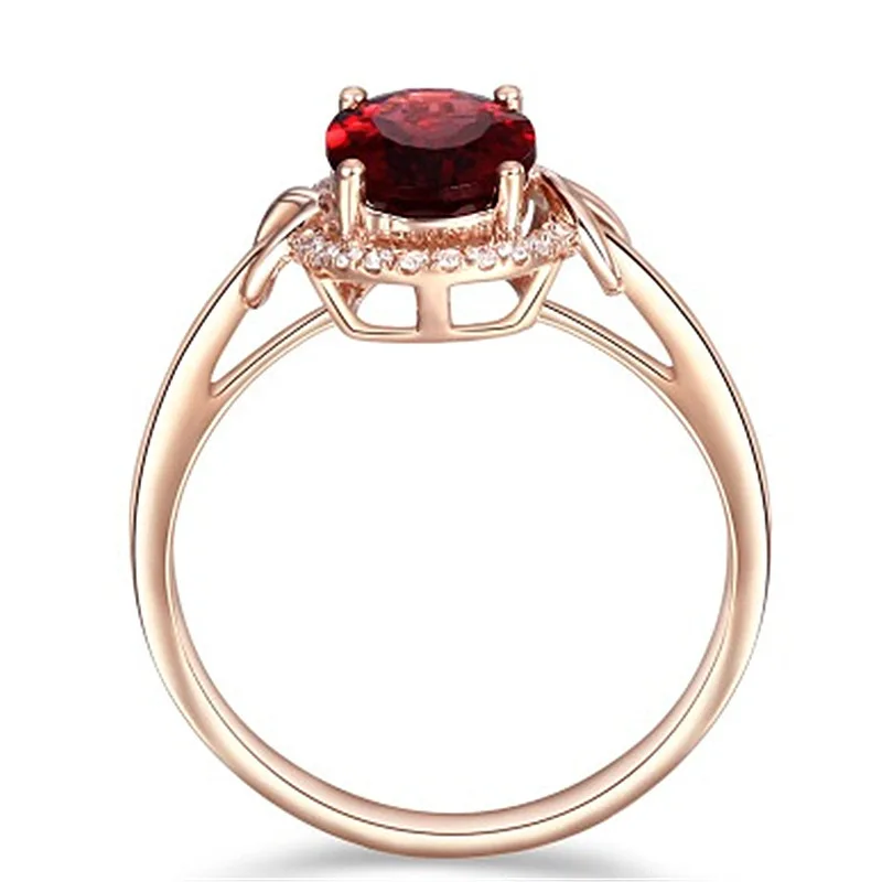 Горещи Продажба Творчески 925 Сребро Ruby Пръстен От Розово Злато Цвят Caibao Crystal Ring Вечерни Сватбени Бижута 0