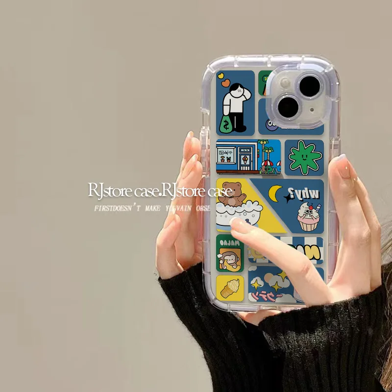 Илюстрация на Мечка Добър Калъф За Телефон За iPhone 14 13 12 11 Pro Max Mini X XR XS 7 8 Plus SE Устойчиви на Спад в Прозрачен Калъф за iPhone 1