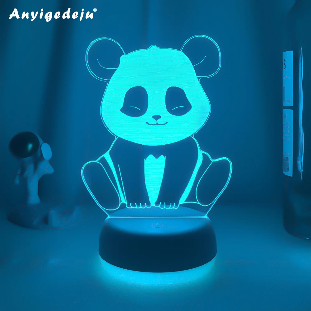 Креативен Панда 3D Led лампата е Новост, 7 Цвята, Нощна лампа с батерия, работеща чрез USB, Хубава украса за спални, Настолна Лампа 3