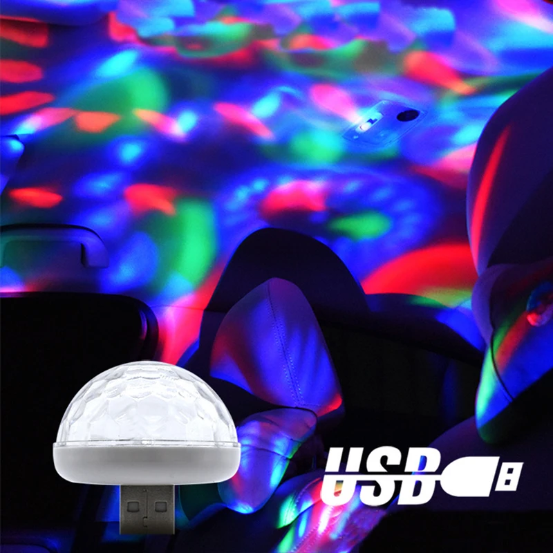Креативна RGB Мини Цветна USB Осветление на вътрешността на Колата Празнична Парти Атмосфера Караоке Декоративна Лампа Аксесоари За Украса на Автомобил 1