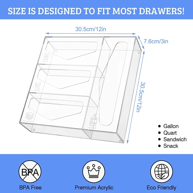 Кутия Чанта Органайзер За Съхранение на Скоростната Чанта Органайзер Прозрачна Акрилна Чанта За Съхранение на Продукти за употреба за фризера Слайдер Чанти 5