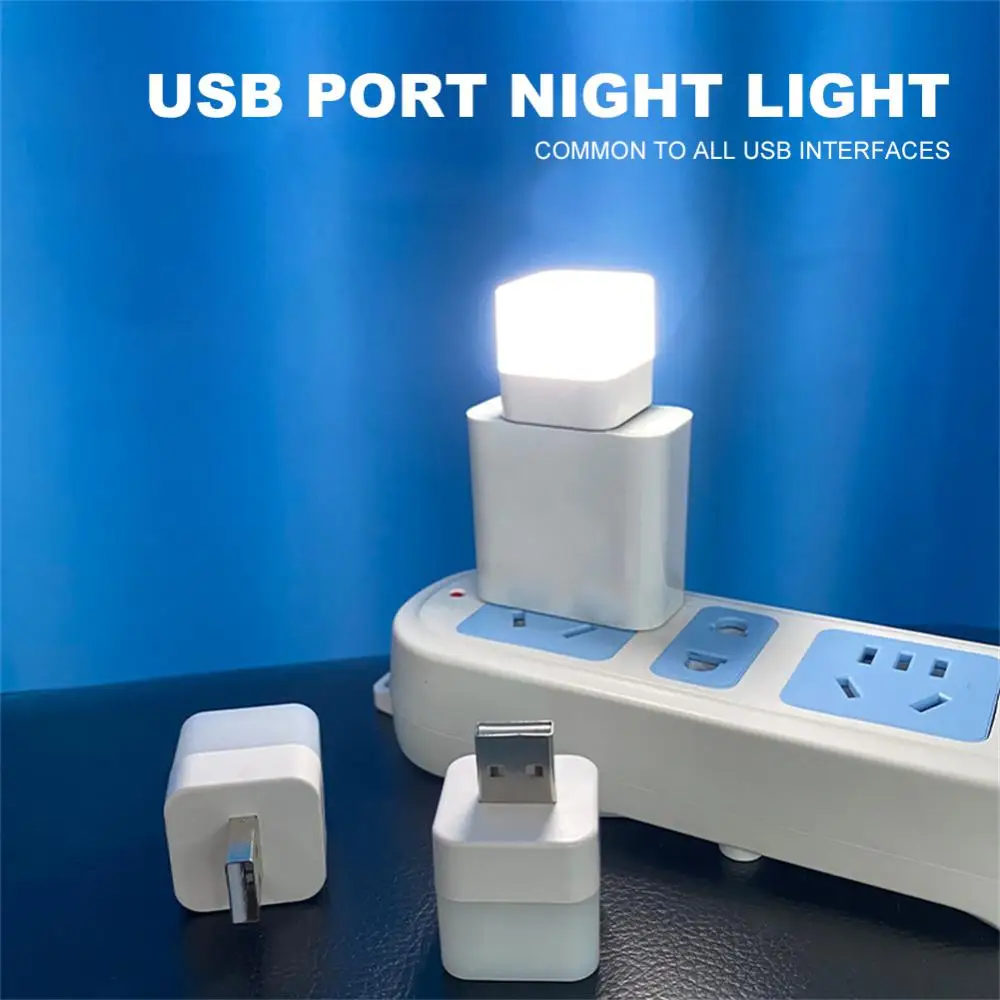 Мини USB лека нощ Защита на Очите Лампа За Четене Led Plug Power Bank Лампа Квадратен Лампа в Мек Идеална За Нощен Сън Осветление 0