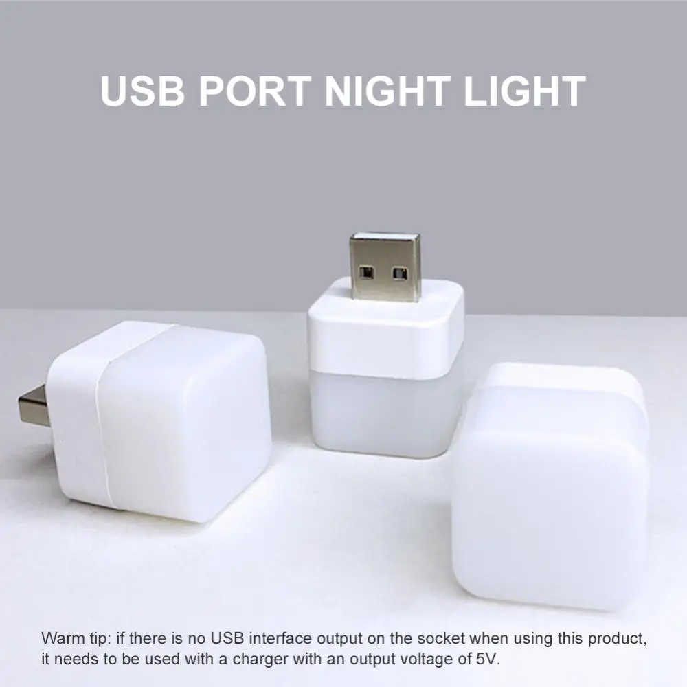 Мини USB лека нощ Защита на Очите Лампа За Четене Led Plug Power Bank Лампа Квадратен Лампа в Мек Идеална За Нощен Сън Осветление 1