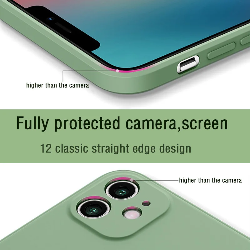 Оригинален Квадратен Течен Силиконов Калъф За вашия Телефон, устойчив на удари Мек Калъф Със Защита на Обектива За iPhone 13 12 11 Pro Max Mini X XR XS Max 2