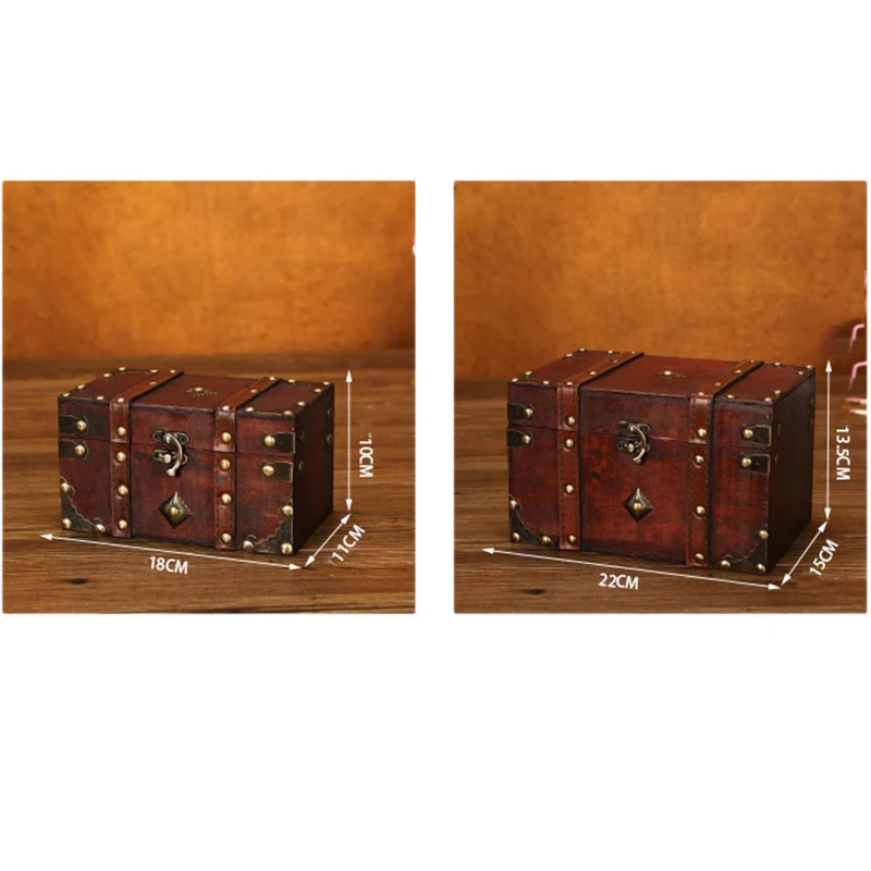 Ретро Съкровище Ретро Дървена Кутия За Съхранение на Бижута в Античен Стил с Органайзер за Бижута Дрънкулки 0