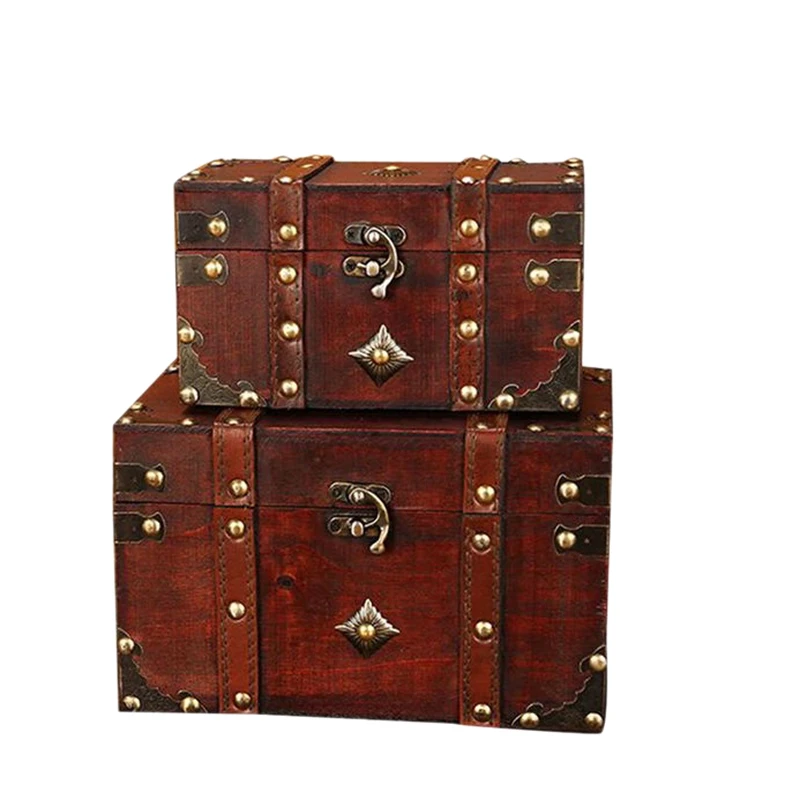 Ретро Съкровище Ретро Дървена Кутия За Съхранение на Бижута в Античен Стил с Органайзер за Бижута Дрънкулки 1