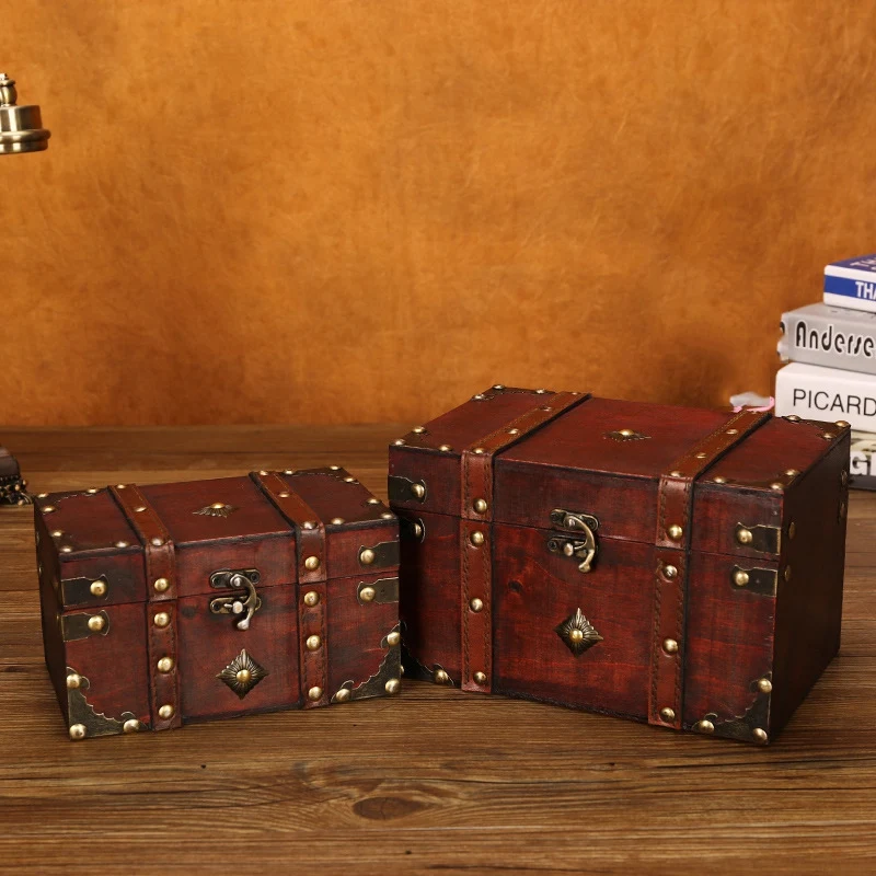 Ретро Съкровище Ретро Дървена Кутия За Съхранение на Бижута в Античен Стил с Органайзер за Бижута Дрънкулки 2
