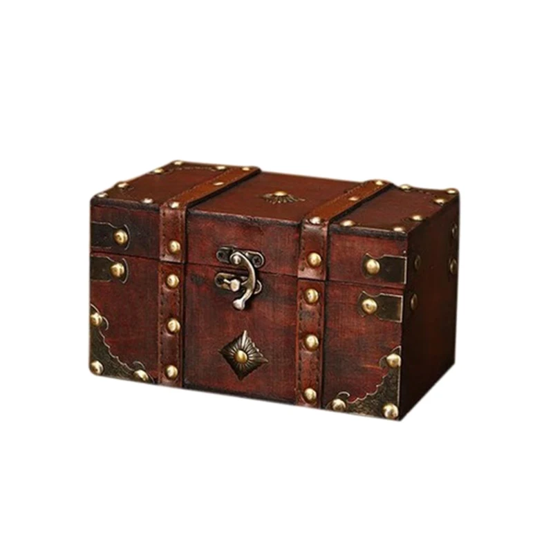 Ретро Съкровище Ретро Дървена Кутия За Съхранение на Бижута в Античен Стил с Органайзер за Бижута Дрънкулки 3