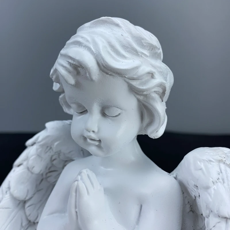Смола Молитвен Ангел Свещник Статуетка за Интериора на Креативните Детски Фигурки Статуи Начална Дневна Свещници Декор Занаяти 3